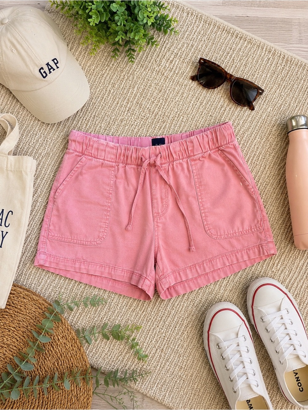 GAP Soft Pink Drawstring Patch-Pocket Shorts Suze XS